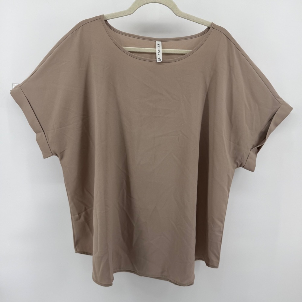 Zenana Outfitters Taupe Dolman Sleeve Tunic Top